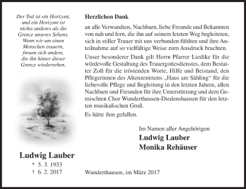 Traueranzeige von Ludwig Lauber von Siegener Zeitung