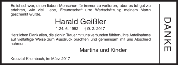 Traueranzeige von Harald Geißler von Siegener Zeitung