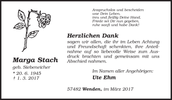 Traueranzeige von Marga Stach von Siegener Zeitung