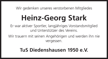 Traueranzeige von Heinz-Georg Stark von Siegener Zeitung