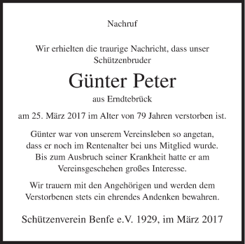 Traueranzeige von Günter Peter von Siegener Zeitung