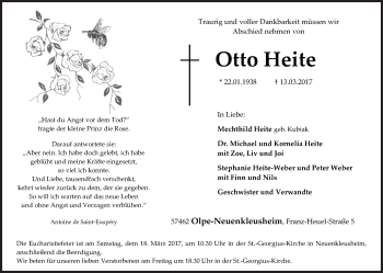 Traueranzeige von Otto Heite von Siegener Zeitung