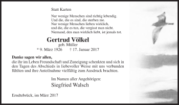Traueranzeige von Gertrud Völkel von Siegener Zeitung