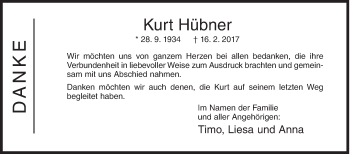 Traueranzeige von Kurt Hübner von Siegener Zeitung