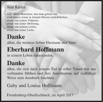 Traueranzeige von Eberhard Hoffmann von Siegener Zeitung