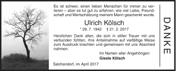 Traueranzeige von Ulrich Kölsch von Siegener Zeitung