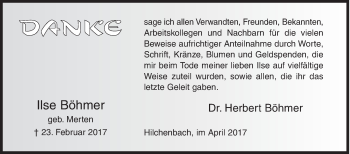 Traueranzeige von Ilse Böhmer von Siegener Zeitung