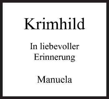 Traueranzeige von Krimhild  von Siegener Zeitung