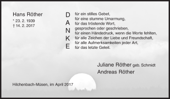 Traueranzeige von Hans Röther von Siegener Zeitung