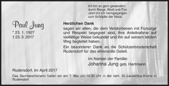 Traueranzeige von Paul Jung von Siegener Zeitung