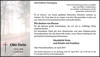 Traueranzeige von Otto Heite von Siegener Zeitung
