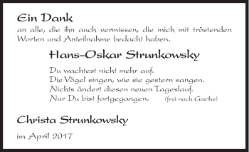 Traueranzeige von Hans-Oskar Strunkowsky von Siegener Zeitung