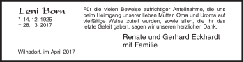 Traueranzeige von Leni Born von Siegener Zeitung
