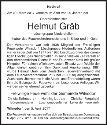 Traueranzeige von Helmut Gräb von Siegener Zeitung
