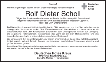 Traueranzeige von Rolf Dieter Scholl von Siegener Zeitung