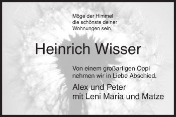 Traueranzeige von Heinrich Wisser von Siegener Zeitung