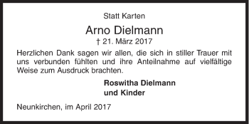 Traueranzeige von Arno Dielmann von Siegener Zeitung