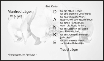 Traueranzeige von Manfred Jäger von Siegener Zeitung