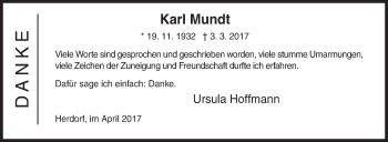 Traueranzeige von Karl Mundt von Siegener Zeitung