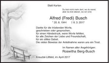 Traueranzeige von Alfred  Busch von Siegener Zeitung