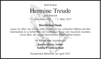 Traueranzeige von Hermine Treude von Siegener Zeitung