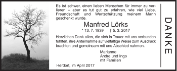 Traueranzeige von Manfred Lörks von Siegener Zeitung