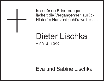 Traueranzeige von Dieter Lischka von Siegener Zeitung