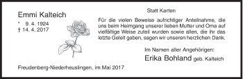 Traueranzeige von Emmi Kalteich von Siegener Zeitung