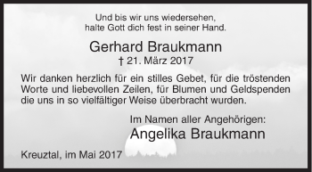 Traueranzeige von Gerhard Braukmann von Siegener Zeitung