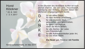 Traueranzeige von Horst Klöckner von Siegener Zeitung