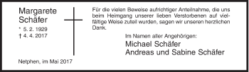 Traueranzeige von Margarete Schäfer von Siegener Zeitung