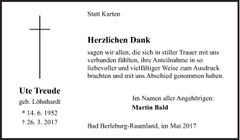 Traueranzeige von Ute Treude von Siegener Zeitung