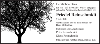 Traueranzeige von Friedel Reinschmidt von Siegener Zeitung