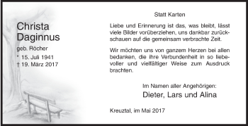 Traueranzeige von Christa Daginnus von Siegener Zeitung
