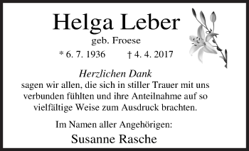 Traueranzeige von Helga Leber von Siegener Zeitung