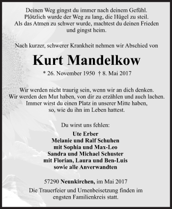 Traueranzeige von Kurt Mandelkow von Siegener Zeitung