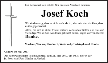 Traueranzeige von Josef Koch von Siegener Zeitung