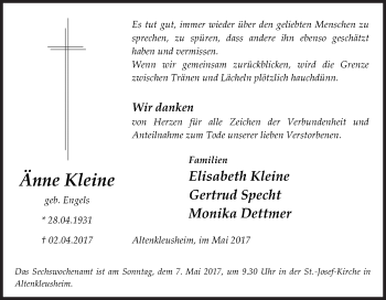 Traueranzeige von Änne Kleine von Siegener Zeitung