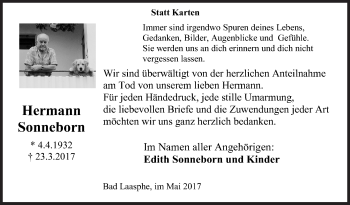 Traueranzeige von Hermann Sonneborn von Siegener Zeitung