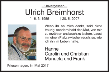 Traueranzeige von Ulrich Breimhorst von Siegener Zeitung