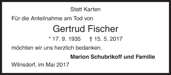 Traueranzeige von Gertrud Fischer von Siegener Zeitung