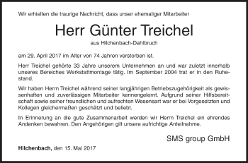 Traueranzeige von Günter Treichel von Siegener Zeitung