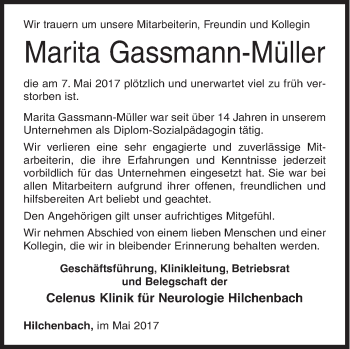 Traueranzeige von Marita Gassmann-Müller von Siegener Zeitung