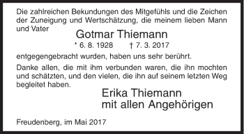 Traueranzeige von Gotmar Thiemann von Siegener Zeitung
