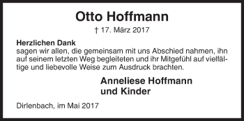 Traueranzeige von Otto Hoffmann von Siegener Zeitung