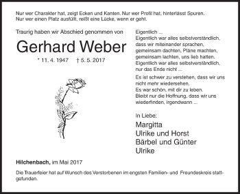 Traueranzeige von Gerhard Weber von Siegener Zeitung