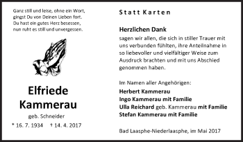 Traueranzeige von Elfriede Kammerau von Siegener Zeitung