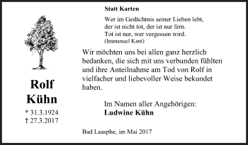 Traueranzeige von Rolf Kühn von Siegener Zeitung