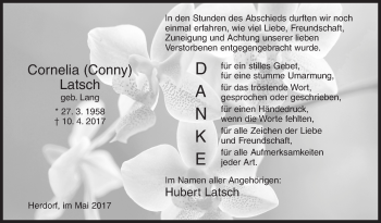 Traueranzeige von Cornelia Latsch von Siegener Zeitung