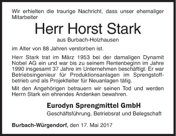 Traueranzeige von Horst Stark von Siegener Zeitung